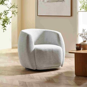 Bowline Cream Fabric Swivel Accent Chair