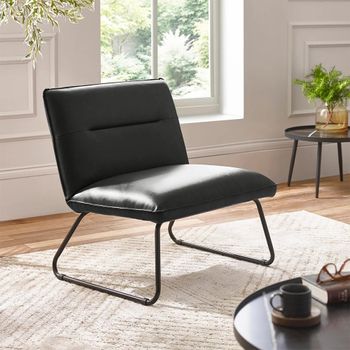 Saxon Black Faux Leather Lounge Chair