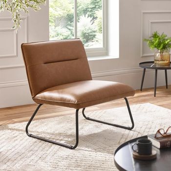 Saxon Tan Brown Faux Leather Lounge Chair