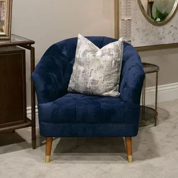 Clearance - Mindy Brownes Hensley Navy Blue Velvet Fabric Armchair - A590