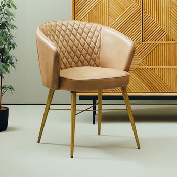Buffalo Chair Grey Leather with Gold Metal Legs