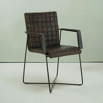 Buffalo Weave Chair Grey Leather with Metal