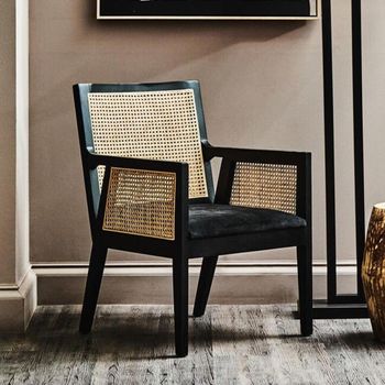 Corso Black Wood and Rattan Armchair