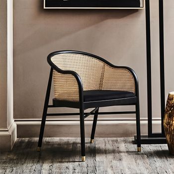 Corso Black Wood and Rattan Chair