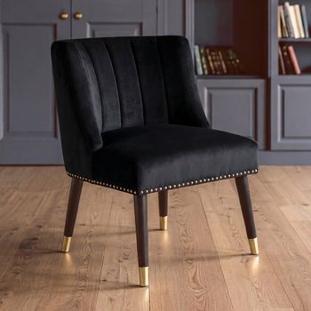 Doucet Black Velvet Fabric Chair