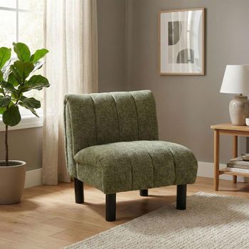 Lily Green Fabric Accent Armless Chair