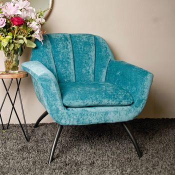 Amalfi Blue Chenille Fabric Accent Chair