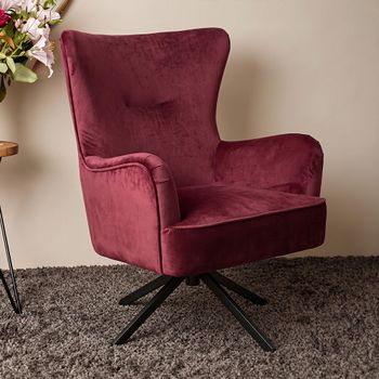 Salinas Swivel Berry Pink Chenille Fabric Armchair