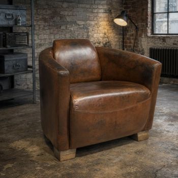 Brown Leather Accent Chair