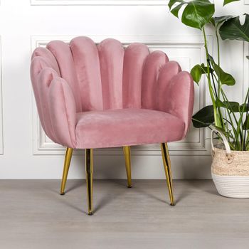 Arriba Occasional Chair Scalloped Pink Velvet