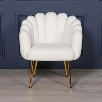 Arriba Occasional Chair Scalloped White Velvet