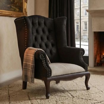Cala Black Fabric Tufted Back Sofa Armchair