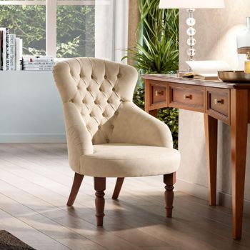 Giotto Italian Walnut Fabric Sofa Armchair