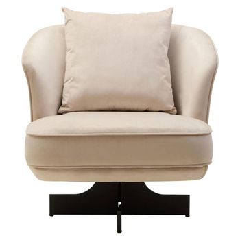 Hale Cream Velvet Fabric Swivel Lounge Chair