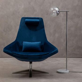 Kalo Chair Curved Navy Velvet Fabric