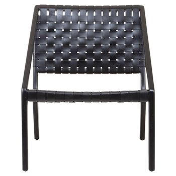 Kendari Chair Black Woven Leather with Teak Wood