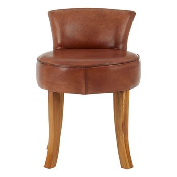 Kendari Brown Leather with Round Back Lounge Chair