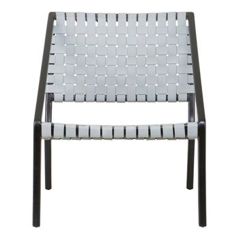 Kendari Chair Grey Woven Leather with Teak Wood