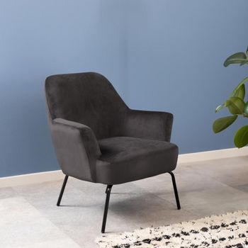 Melissa Dark Grey Velvet Fabric Lounge Chair