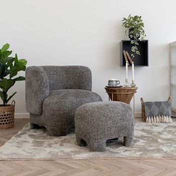 Nazare Grey Fabric Lounge Chair with Footstool