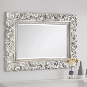 Baroque White Rectangular Wall Mirror