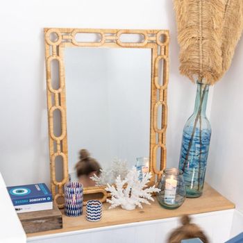 Ring Natural Rattan and Wood Small Wall Mirror - 75cm x 101.5cm
