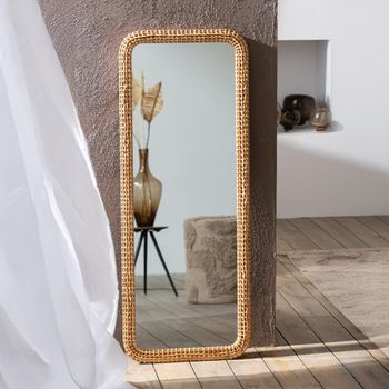 Leaner Natural Glass and Fir Wood Mirror - 48cm x 122.5cm