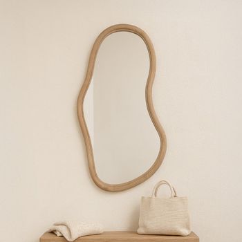 Brix Sophie Natural Wood Medium Abstract Wall Mirror - 60cm x 120cm
