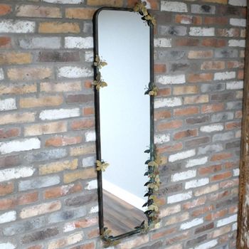 Butterfly Black Metal Wall Mirror - 46cm x 140cm