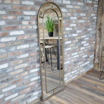 Leaner Antique Gold Metal Arch Mirror - 63cm x 180cm