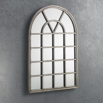 Opus Window Wood Arch Pewter Effect Mirror - 60cm x 90cm
