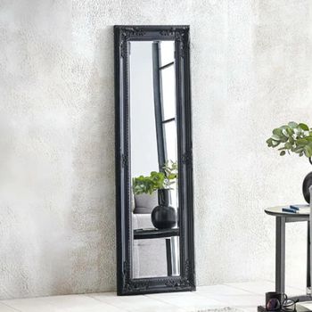 Palais Leaner Antique Black Wood Mirror - 40cm x 130cm