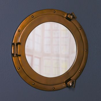 Port Hole Antique Brass Round Mirror - 43.5cm x 43.5cm