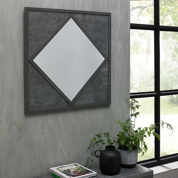Renzo Zinc and Dark Grey Square Wall Mirror