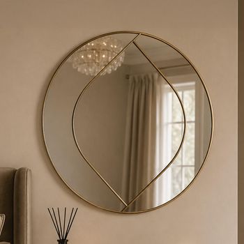 Bianca Brass Round Wall Mirror - 90cm x 90cm