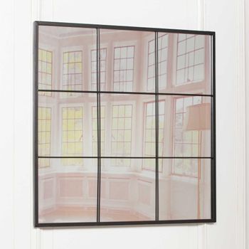 Window Black Metal Square Mirror - 90cm x 90cm
