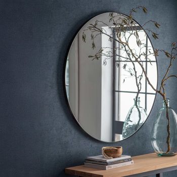 Cherington Black Round Wall Mirror - 100cm