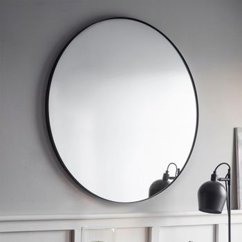 Cherington Black Round Wall Mirror - 80cm