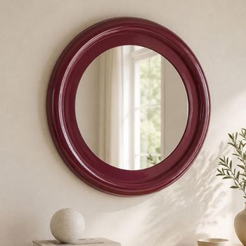 Eabel Red Metal Round Wall Mirror - 90cm x 90cm