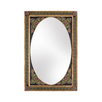 Galach Black Painted Mango Wood Rectangular Wall Mirror