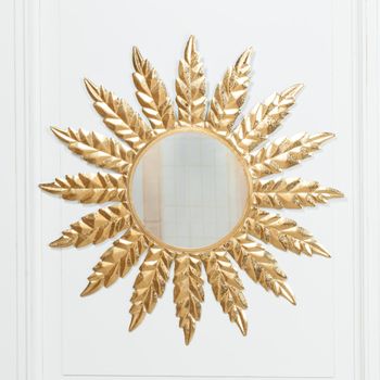 Flower Gold Metal Round Wall Mirror - 76cm x 76cm