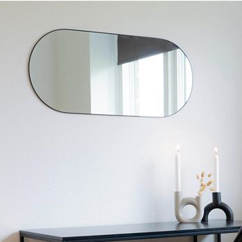 Jersey Black Oval Wall Mirror - 35cm x 80cm