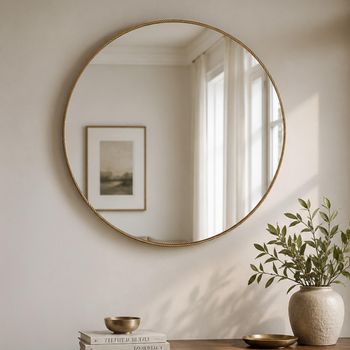 Lavinia Gold Metal Round Wall Mirror - 110cm x 110cm