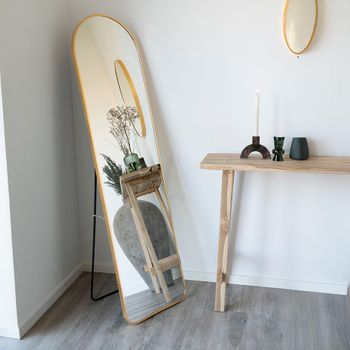 Madrid Brass Arch Floor Standing Mirror - 40cm x 150cm