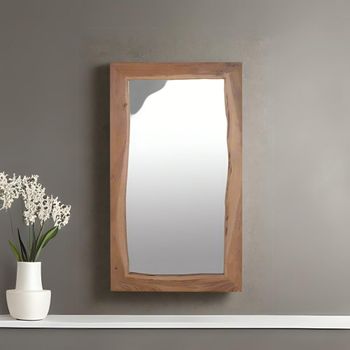 Monza Natural Acacia Wood Rectangular Wall Mirror