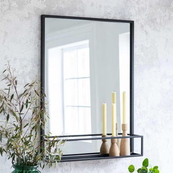 Sapperton Black Mirror with Shelf