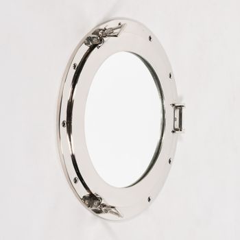Port Hole Silver Large Round Mirror - 43.5cm x 43.5cm