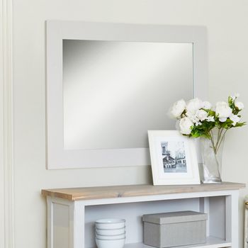 Signature Grey Painted Rectangular Wall Mirror - 81cm x 111cm
