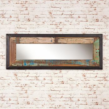 Urban Chic Reclaimed Wood Rectangular Wall Mirror - 90cm x 120cm