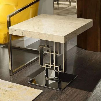 Windows Occasional Table Marble with Stainless Steel Base - Sizes Available